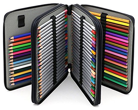 72 Slots Federmappe Super große Kapazität Bleistift-Beutel Studenten Stationäre Fall Farbige Bleistifte Halter Case Federtasche Federmäppchen mit Innentasche für kleine Gadgets, von DUBENS