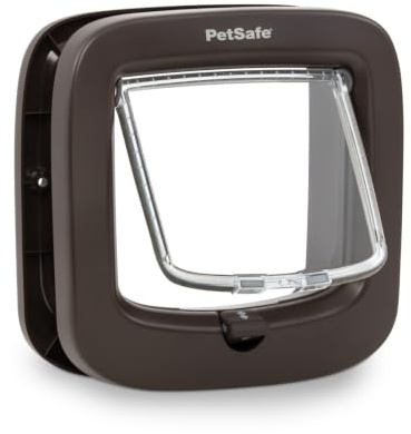 PetSafe - Gatera de Cierre Manual - Cierre con 4 Modos, Eficiente Energéticamente, Instalación Sencilla - Marrón