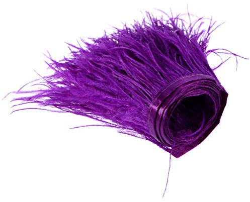 Healifty 2 straußenfedern Trim fransen mit Satinband für DIY Tuch Kleid nähen Handwerk Weihnachten kostüme Dekoration (lila)