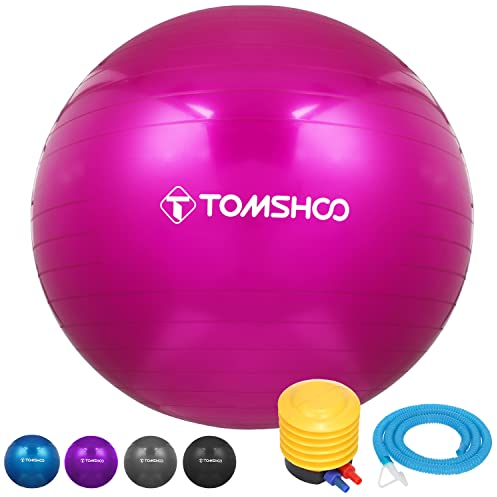 TOMSHOO Anti-Burst Yoga Ball verdickt Stabilit?t Balance Ball Pilates Barre k?rperliche Fitness Gymnastikball 45CM / 55CM / 65CM / 75CM Geschenk Luftpumpe