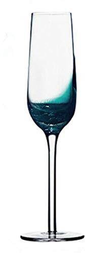 Copas de vino de cristal azul degradado, 100% sin plomo, copas de vino tinto, copas de cóctel, copas de champán 2PC Copa de champán, 195 ml.