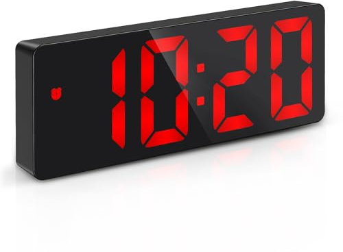 Criacr Digital Alarm Clock, Portable Alarm Clock with Large Number Display, Snooze, Temperature Display, USB Rechargeable, Voice Control Function, Date, 12/24HR, 3 Brightness