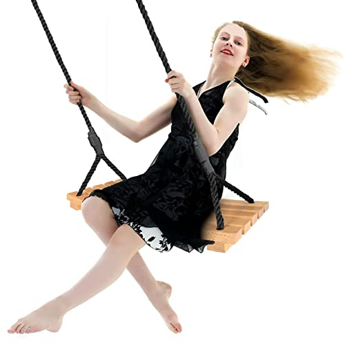 Schaukel Holz Kinder Erwachsene Brettschaukel Garten Schaukel mit Einstellbares Seil Kinderschaukel Wasserfest Holz Schaukelsitz Außenschaukeln für Gartenhof Innen und Außenbereich (60 x 25cm)