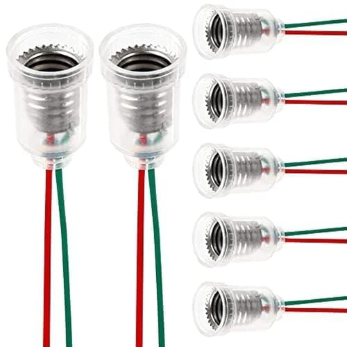 TXErfolg 12 Stück E10 Lampenfassungen Mit Draht 220V 0,5A 5W Sockel | Mit Plastik Halter für LED Schraublampen - Home Experiment Elektrischen Test Zubehör