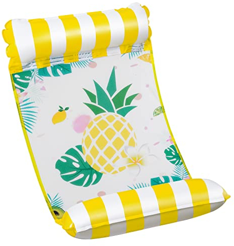 WERNNSAI Hamac d'eau Gonflable pour Adultes - Ananas Bouee Piscine Flottantes Flotteur Pliable Portable Bouées Et Matelas Flottant Lit Chaise Longue Plage Summer