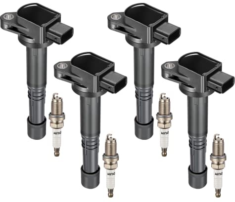 BDFHYK Ignition Coil Pack UF583 UF311 and Iridium Spark Plug 9807B-561BW Compatible with Honda Accord 2003-2007 Civic 06-11 Honda CR-V 02-09 Element 03-11 Acura RSX 02-06 Acura Oem Coil Pack Set of 4