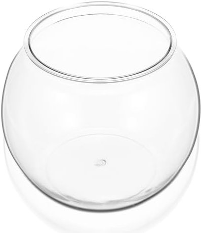 POPETPOP Plastic Aquarium Betta Fish Tank: Large Clear Fishbowl Goldfish Bowl - Tank Vase Pot Clear Bubble Planter with Break Resistant for Home décor Wedding Event Party 8.67 x 6.89 Inches