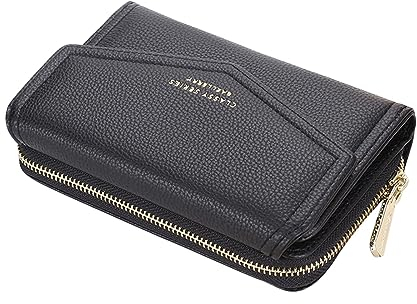 Geldbörse Damen Mittelgroß mit Münzfach, Geldbeutel Damen Mittelgroß Viele Fächer mit 10 Kartenfächer, Kleines Portemonnaie PU Leder