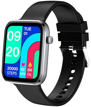 Celly TRAINERWATCHBK, Smartwatch Fitness con Display 1,69 Full Touch, Cardiofrequenzimetro da Polso, Compatibile con iOS e Android, Orologio Smartwatch per Donna, Uomo, Resistente all'Acqua IP67