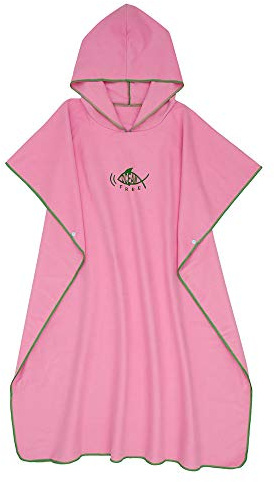Retrok snabbtorkande ultralätt badponcho kvinnor män överdimensionerad 110 x 90 cm flyttstöd huva (rosa)