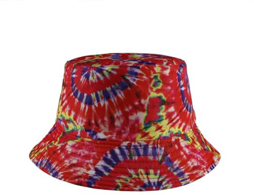 MILAKOO Batik fiskarhatt dubbelsidig hinkhatt män kvinnor sommarhatt för utomhus solskydd, röd, 58/60 cm