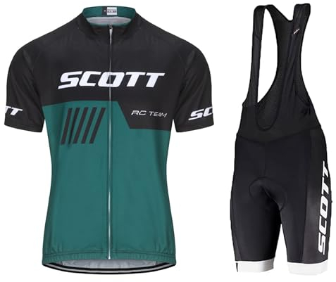 Petorenk Set Abbigliamento Ciclismo Uomo Estivo - Elegante e Funzionale Body da Ciclismo Con Pantaloncini Imbottiti in Gel 19D Traspirante e Ad Asciugatura Rapida (2XL, Verde)