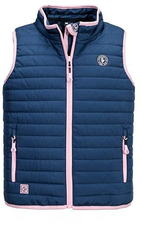 SCHIETWETTER Unisex Kinder Steppweste Stian mit Reflektoren, Outdoor, mit Stehkragen, Pufferweste, leicht gefüttert navy-pink 164