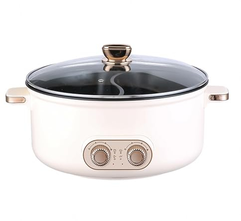 Appareil Fondue Chinoise , Double Interrupteur de Commande RevêTement AntiadhéSif RevêTement AntiadhéSif Fondue Chinoise Traditionnelle , Convient Aux Petites FêTes (avec 2 Filets Non éTanches) ,4.5L