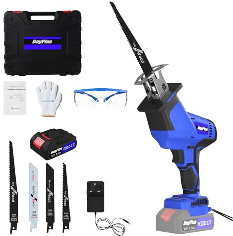 Cordless Reciprocating Saw,Compact Brushless Reciprocating Saws Kit with 1.5Ah Battery and Charger,One-Handed,Tool-Free Blade Change,4 Saw Blads for Wood/Metal/PVC Cutting