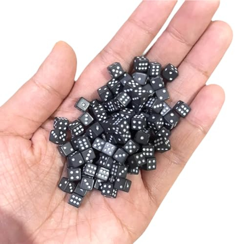 100PCS Mini dice Solid Black Super Small Assorted 1/5 5mm D6 Mini Dice Game Dot Square Dice Set