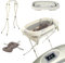 Faltbare Babybadewanne mit Ständer aus Stahl, integriertes Thermometer, ergonomisches Kissen und Ablaufschlauch – Baby Delfin – kompakt und tragbar, 0 – 3 Jahre, Grau