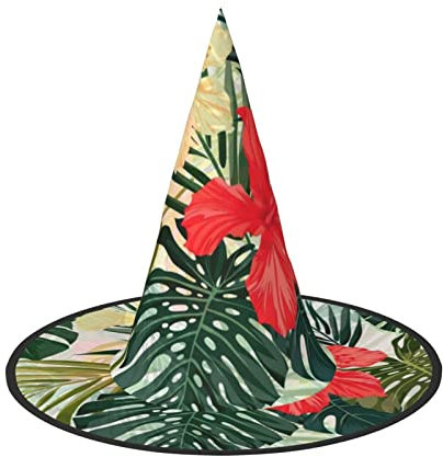 YFSGDLBN Sommerhut mit hawaiianischem Druck, Halloween-Hut, Hexenhut, spitzer Hut, dekorativer Hut