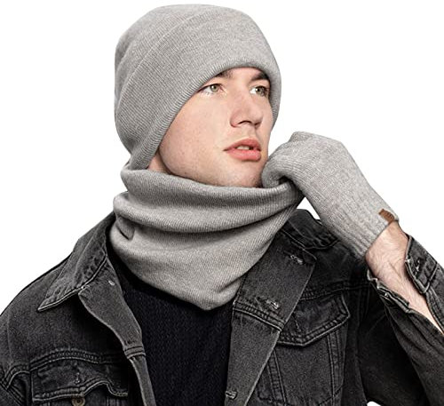Surttan Schal Mütze Set Damen Gefüttert Bommelmütze Mit Bommel Flauschig Caps Kuschelig Gloves Fleece Dreieckschal Fleece Gefüttert Winddicht Beanie Handschuh-Sets Kaschmir Schaal Winterset