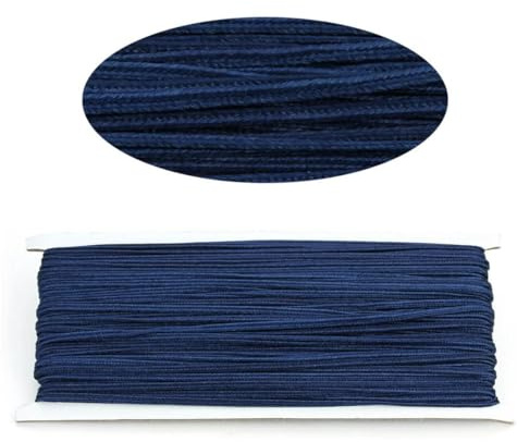 Lote de 30 Yardas de Cuerdas de Nailon de Colores de 3,0 mm para Hacer Adornos, Manualidades, Accesorios de Ropa, Color Azul Oscuro, Ancho de 3,0 mm, 30 Yardas