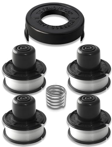 4 Trimmer Spool Line 1 Cover Cap and 1 Spring Compatible with Black & Decker GL250/GL310/GL360,Replacement Durable Spool Wire (1.6mm × 6m)