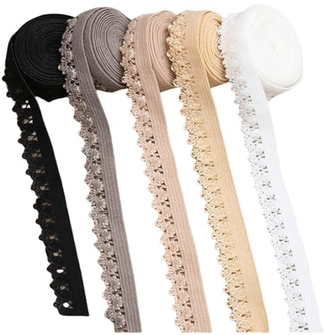 HSTWODE 50M Spitzenband Rüschen Elastische Stirnbänder Unterwäsche Elastischer Rand Stretch Farbige Elastische Spitzenborte Zum Nähen von Haargummi Dessous (Schwarz)