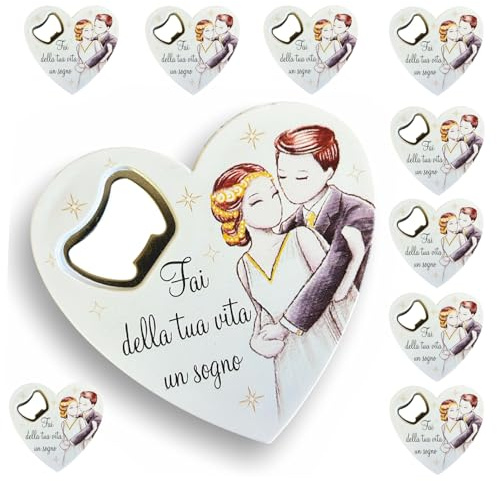 Regalami.shop set 10 bomboniere apribottiglia per Matrimonio + 10 Bigliettini (8)