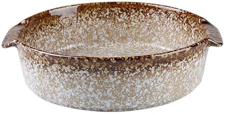 LYVQZPWLR El horno de cerámica, Fuente de lasaña redonda con asas, fuente de horno de cerámica con asas, for cazuelas, tapas, pasteles y horno(C)