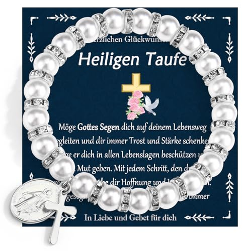 EYQV Taufarmband für Mädchen, Liebevolles Taufgeschenke für Mädchen, Kreuz Armband Geschenk zur Taufe für Tochter Patentochter Schwester Enkelin Nichte Freundin