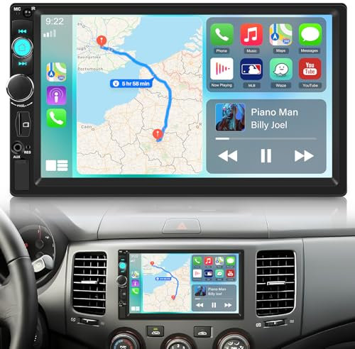 NHOPEEW 2Din 7 Zoll Autoradio mit IOS/Android Mirror Link - 2 Din Autoradio Unterstützung Bluetooth FM EQ Lenkradsteuerung USB AUX SD Karte + HD Rückfahrkamera