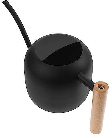 Vattenkanna for krukväxt Trädgårdsblomma, pip Vattenkanna for utomhusbevattningsväxter Utomhus trädgårdsvattenkanna med sprayhuvud 1200 ML lång pipe Robust rostfritt stål for saftig bonsai(Black,30.00