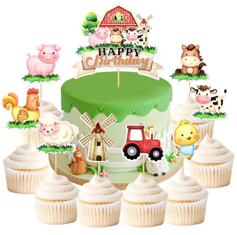 Bauernhof Tortendekoration, Bauernhoftiere Kuchen,Bauernhof Geburtstag Deko Bauernhof Tortendeko Tier Kuchen Deko Kuh Schwein Schafe Geburtstag Dekoration,9pcs