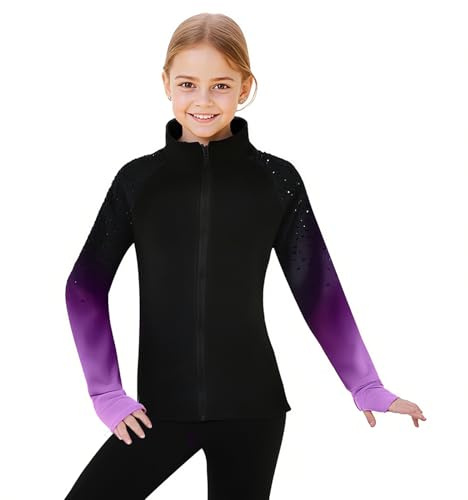 LIUHUO Eiskunstlaufjacke Mädchen Farbverlauf Plus Samt Trainingskleidung