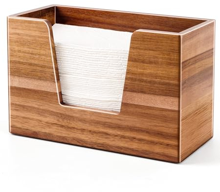 Wooden Paper Towel Holder, Napkin Holder for Bathroom Kitchen Countertop, C-Fold, Z-Fold, Trifold Hand Paper Towel Holder Dispenser