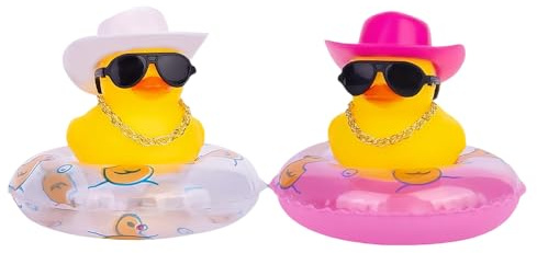 XFSRG 2 Pz Gomma Nuoto Anatra , Paperelle con accessori moda, perfette per scrivania, libreria o auto, aggiungono personalità e allegria