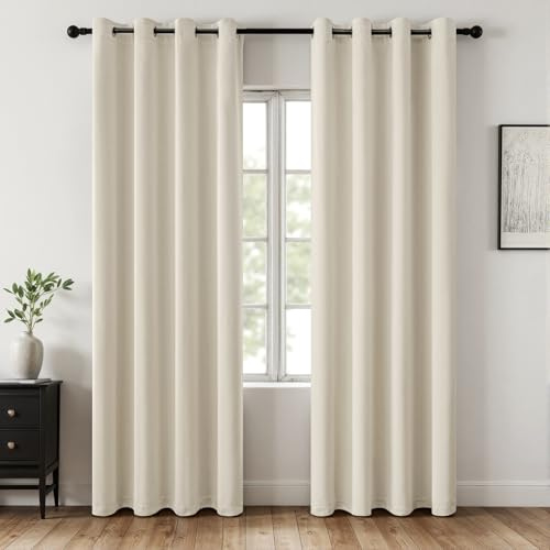 MIULEE Verdunklungsvorhänge Thermo Blickdicht Ösen 2er Set 140x270cm Beige | Blickdichter Thermostoff für Wohnzimmer und Schlafzimmer, hilft Licht, Hitze und Kälte zu reduzieren.