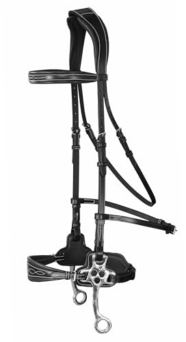 Exion Nova Hackamore Bridle for Horses – Anatomical Bitless Bridle with Rubber Reins | Anti‑Pressure Crownpiece | Vegetable-Tanned Leather | Size Full, Cob, Pony & Over (Black, Cob) (Black, Cob)