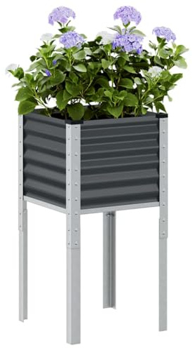 HaoChrymec Maceta de Acero Antracita 45x45x88 cm, Jardinera Resistente a la Intemperie, Ideal para Huerto Urbano, Balcones y Exteriores