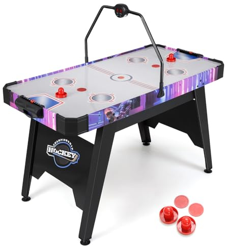 COSTWAY Airhockey Tisch mit LED-Digitalanzeige, Air Hockey Spieltisch elektrisch mit 12V Motor, Tischhockey inkl. 2 Schläger & 2 Pucks, Lufthockey Speedhockey für Zuhause, Spielzimmer & Büro