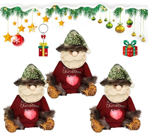 Christmas Gifts Bags Zipper Design, 2025 New 3D Christmas Zipper Gift Bags, Small Fabric Gifts Bag, Reusable Christma Bag for Presents Candy Fruit and Festival (3PCS-A)