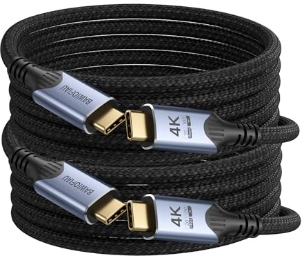 BAWIOFIAU cable usb c usb c 20 Gbps, pack de 2 cable usb c 5M, 100W 20V/5A câble usbc charge rapide, Transmission vidéo 4K @ 60Hz Compatible avec Thunderbolt 4/3
