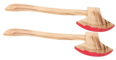 POPETPOP 2pièces Hache Factice Réeliste Bois Accessoire de Festival Hache Factice pour Décoration Simulée sans Pointes Dangereuses
