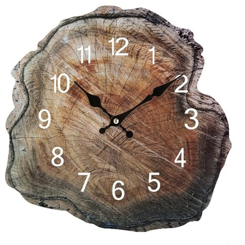 Orologio da parete annuale da 30,5 cm con finitura a venature del legno, movimento silenzioso senza ticchettio per la decorazione della casa e dell'ufficio, diametro 30 cm (2#12 30 cm)