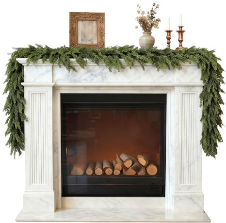 Christmas Garland 9FT Real Touch Artificial Pine Garland, Christmas Greenery Garland for Mantle Decorations, Christmas Garland for Stairs Railing, Wall, Table, Indoor Outdoor Holiday Decor
