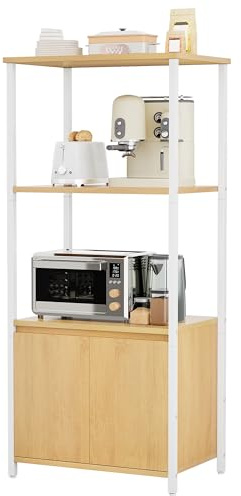 YITAHOME Estantes de Cocina, Estante de microondas, estantes de panadería para cocinas con Almacenamiento, estación de Bar de café, Soporte de Aperitivos de 3 Niveles con gabinete, 22 x 14.2 x 47.6