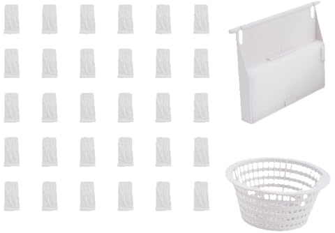 QOXEZY 8926 Weir Gate Cover e 8928 Pool Skimmer Basket Kit con 30 filtri riutilizzabili – Plastica & Panno Set Manutenzione Piscina