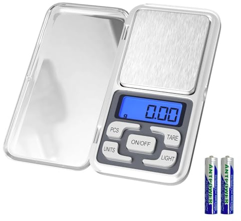 Newaner Peso de Cocina Digital de Acero Inoxidable, Bascula de Cocina con Función Tara y Pantalla LCD, Báscula de Cocina, Balanza Cocina Digital de Alta Precisión 500g/0.01g, para Cocinar, Hornear