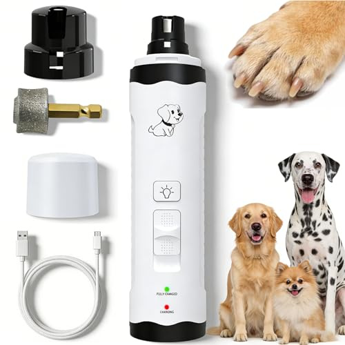 Aemmbon Hiwoof Smooth Groom - Lima Unghie per Cani, Lima Elettrica per Cani per Animali Domestici con Luce LED, Smerigliatrice Ricaricabile Ultra Silenziosa a 2 velocità per Cani E Gatti