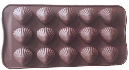 Elome Silicone Sea Shell Mold Baking Mould Ice Cube Tray for Chocolate, Soap, Candle, Madeleines, Fondant Birthday Cake Decoration and Jelly 15 Cavities