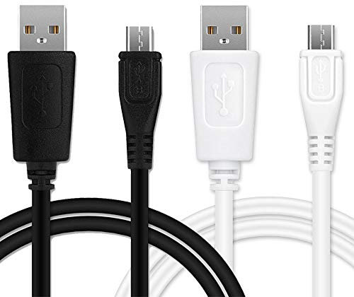 CELLONIC 2x USB Kabel 1m für Garmin Edge 520 Plus, 820, 1000, 1030 / Dashcam 55 / Zumo 595 / Dezl 760 GPS Navigator Ladekabel Micro USB auf USB A 2.0 Datenkabel 1A schwarz weiß PVC